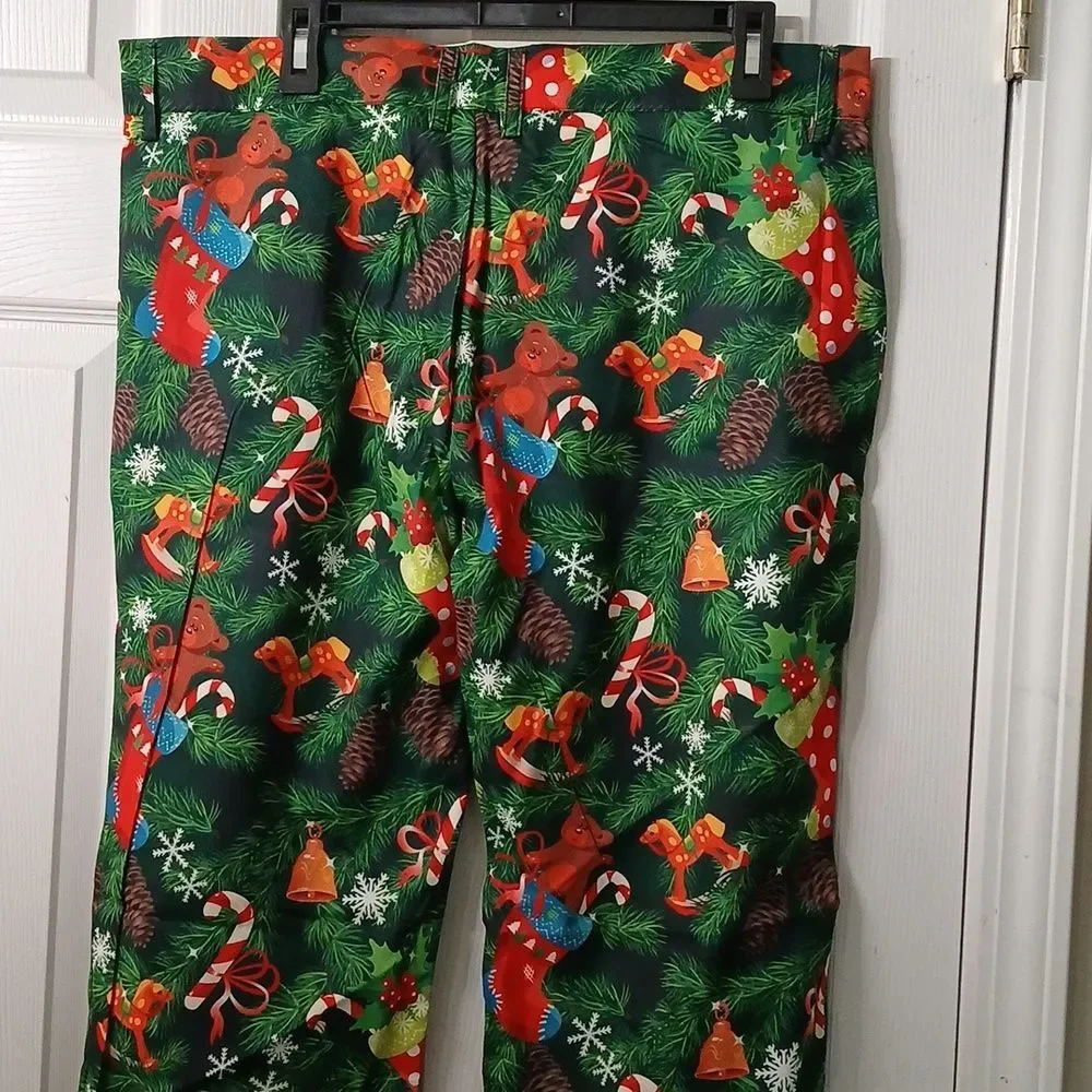 Christmas Men's Festive Holiday Print Pants  Sz XL (36